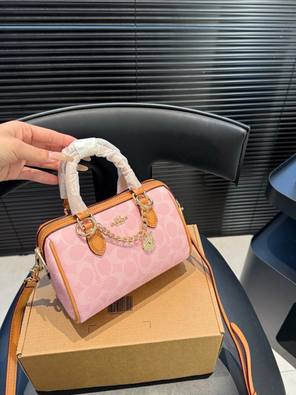 NWT Coach Mini Rowan Crossbody Bag In Signature Canvas Pink Powder CEK79 - Picture 3 of 9